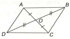 Cho hai đoạn thẳng AC và BD cắt nhau tại điểm O sao cho OA = OC, OB = OD như hình bên