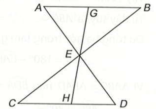 Cho đoạn thẳng AB song song và bằng đoạn thẳng CD như Hình 4.42. Gọi E là giao điểm của hai đường thẳng