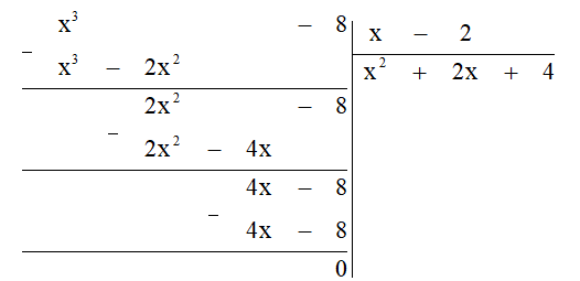 Thực hiện các phép tính sau:(x^3 - 8) : (x - 2)