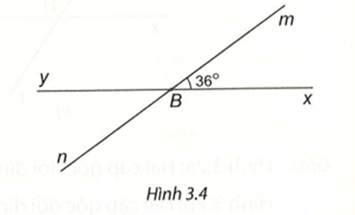 Cho Hình 3.4, biết góc xBm =36°. Tính số đo các góc còn lại trong hình vẽ