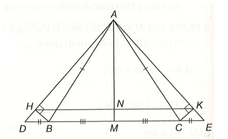 Cho tam giác ABC cân tại A. Trên tia đối của tia BC và tia đối của tia CB