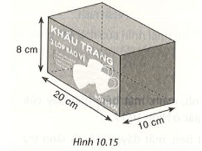 Một hộp đựng khẩu trang y tế được làm bằng bìa cứng có dạng một hình hộp chữ nhật