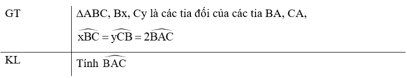 Cho tam giác ABC và cho Bx, Cy lần lượt là các tia đối của các tia Ba, CA