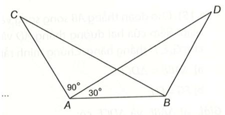 Cho hình vẽ dưới đây, biết rằng AC = BD, BC = AD, góc CAD = 90 độ, góc DAB = 30 độ