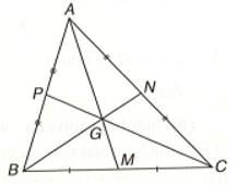 Trong tam giác ABC, các đường trung tuyến AM, BN, CP đồng quy tại điểm G