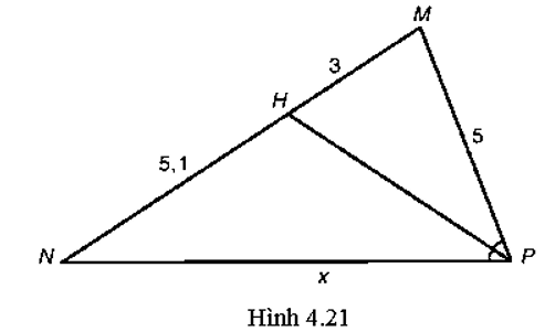 Tìm độ dài x trong Hình 4.21