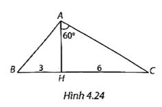 Cho tam giác ABC có chân đường cao AH nằm giữa B và C. Biết HB = 3 cm, HC = 6 cm