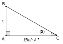 Cho tam giác vuông có một góc nhọn 30 độ và cạnh đối với góc này bằng 5 cm