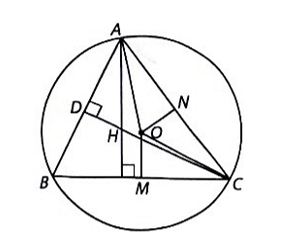 Cho tam giác nhọn ABC nội tiếp đường tròn (O). Gọi H là trực tâm của tam giác