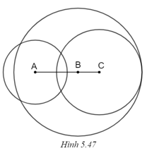 Cho điểm B nằm giữa hai điểm A và C, sao cho AB = 2 cm và BC = 1 cm. Vẽ các đường tròn