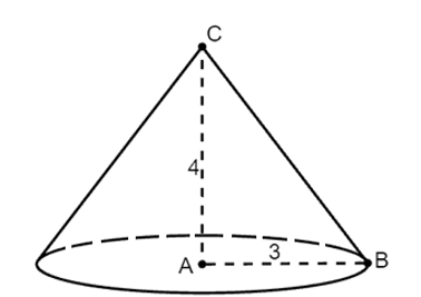 Chọn phương án đúng. Tam giác ABC vuông tại A, AB = 3 cm, AC = 4 cm. Quay tam giác ABC quanh AC