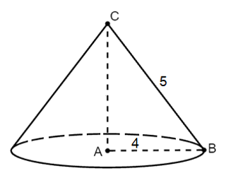 Chọn phương án đúng. Cho ∆ABC vuông tại A có AB = 4 cm, BC = 5 cm. Khi quay ∆ABC