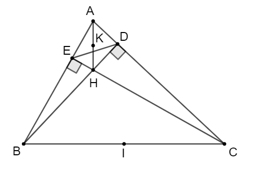 Chọn phương án đúng. Cho tam giác ABC, các đường cao BD và CE cắt nhau tại H